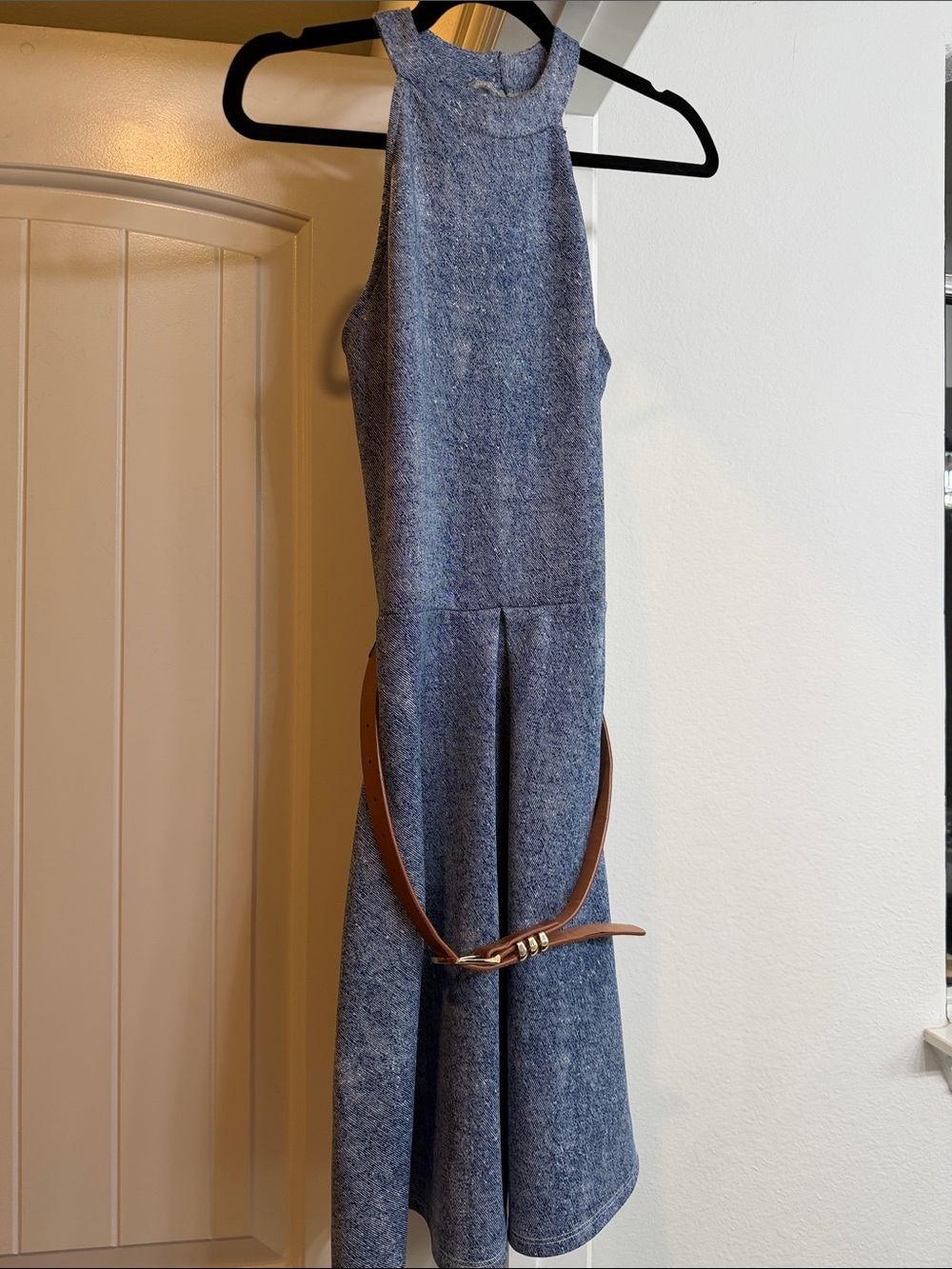 Halter Heathered Blue Midi Dress